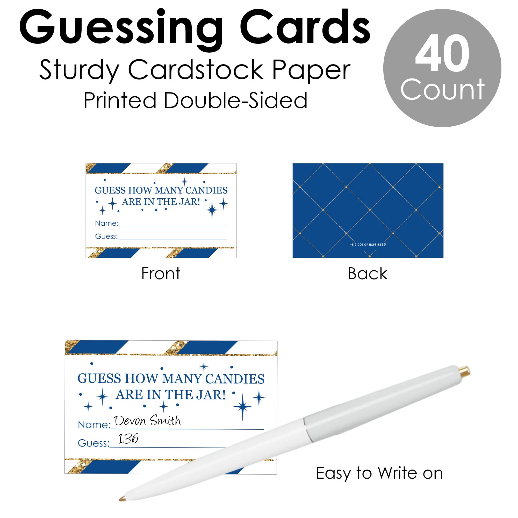 Big Dot Of Happiness Royal Prince Charming - How Many Candies Baby Shower Or Birthday Party Game - 1 Stand And 40 Cards - Candy